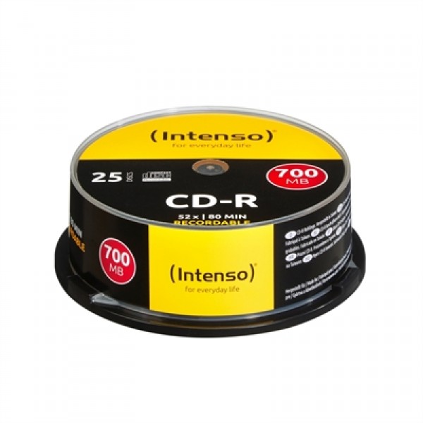 Intenso cd-r 700mb/80min tubo 25 unidades
