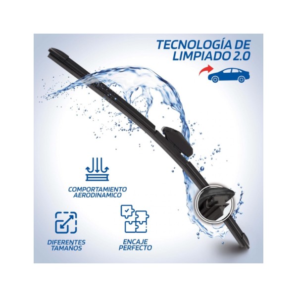 Escobilla Limpiaparabrisas Modelo Aquan66 Ultra Flex Series 26" 66 cm 1 Unidad con 8 Adaptadores