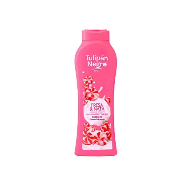 Tulipán Negro gel de baño Kiss Fresa y Nata 650 ml