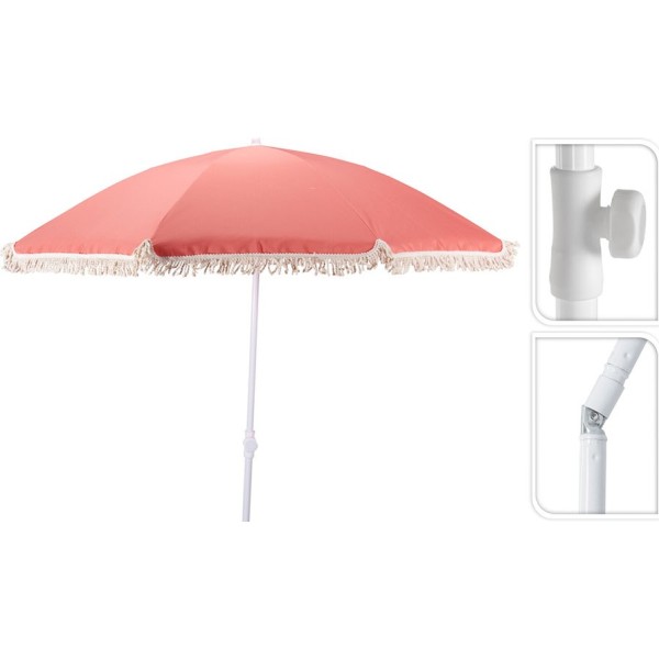Sombrilla de playa coral con borlas, ø160 x 200 cm