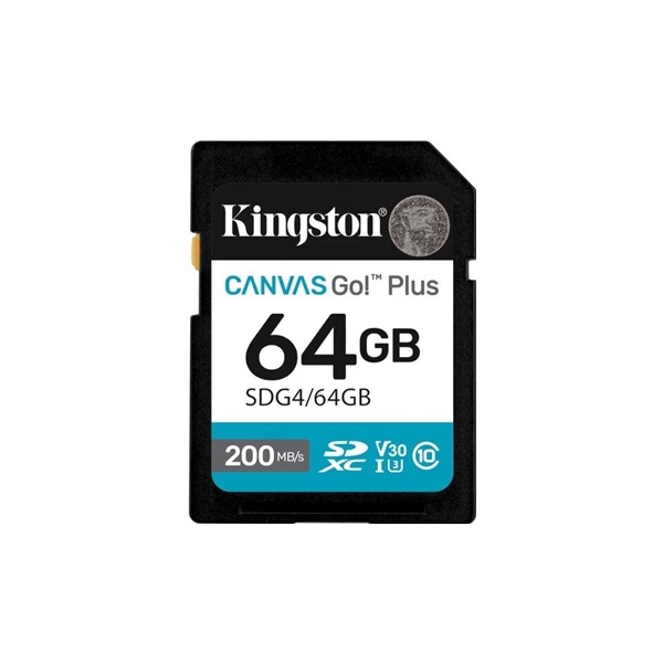 Kingston canvas go! plus 4 sd 64gb class 10 u3 v30