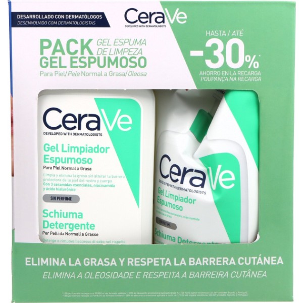 CeraVe Gel Limpiador Espumoso Piel Normal a Grasa 473ml + Refill 473 ml Promo